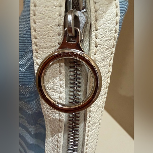 Fendi Oyster Bag in Blue Animal Print with White leather accent - Picture 3 of 14